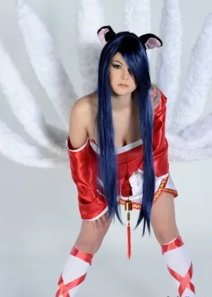 Hot girl Foxy finger her cunt while wearing a cosplay outfit
