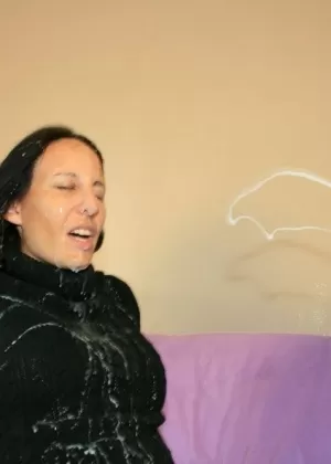 Mature lady Hayden removes her panties during a BJ and before a huge cumshot