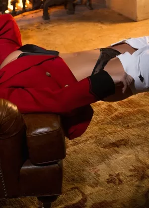 Asian centerfold model Chelsie Aryn strips to stockings and top hat