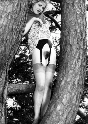 Непослушные горячие винтажные бабы широко раздвигают ноги, чтобы обнажить свои волосатые бобры