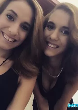 Twin girls takes self shots while clothed and in lingerie