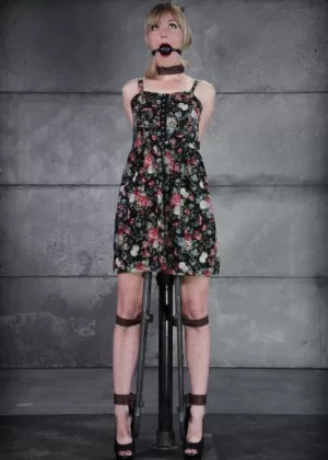 Одетая женщина Мона Уэльс обнаруживает, что ее удерживают в темнице